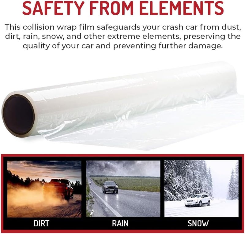 HITECH Collision Crash Wrap, 36" X 100' X 3 MIL, Wreck Wrap for Damaged Vehicles, Super Sticky Adhesive, Automotive Crash Protection Film, Clean Removal (1 Pack) - Image 4